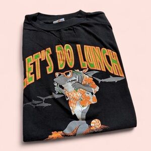 Vintage 1980s Black Hawaii Graphic Tee with Shark Design XL